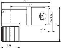 Winkelstecker 26polig P-Teil ohne Kontakte variable Klemmung 7,7-14,5mm