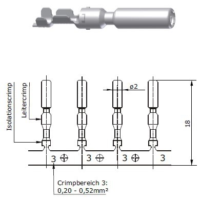 60-0200-080-P00 Bandkontakt Buchse 1,0mm, 0,20-0,52mm²