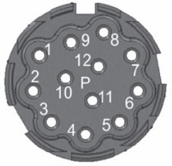 Kabelkupplung 12polig P-Teil, 20°-codiert ohne Kontakte variable Klemmung 5,5-12,0mm