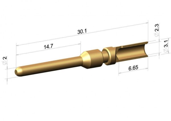 Stiftkontakt "H" 2,0mm Crimp 0,75-2,50mm² / AWG18-14