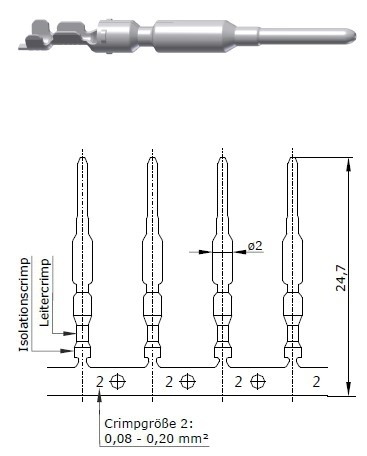 61-0171-080-P00 Bandkontakt Stift 1,0mm, 0,08-0,20mm²