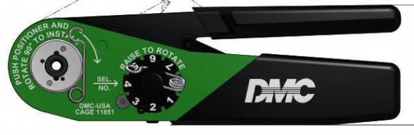 MH860 Hand-Crimpzange grün, klein, nach MIL-Norm M22520/7-01 (MIL-DTL-22520/7-01 / AS22520/7-01) für gedrehte Signalkontakte AWG 22-16 (Litzen AWG 28-16), D-Sub- sowie Koax-Innenkontakte, ohne Positionierer