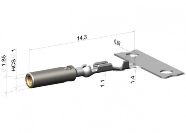 Kontaktbuchse HCS 1.0mm, Hyperboloid gestanzt 0,03-0,08mm², 300er Rolle