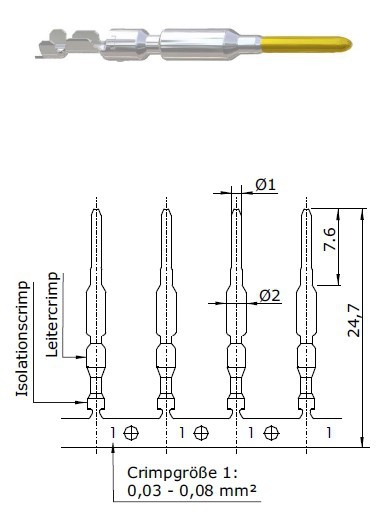 61-0170-080-P00 Bandkontakt Stift 1.0mm, 0,03-0,08mm²